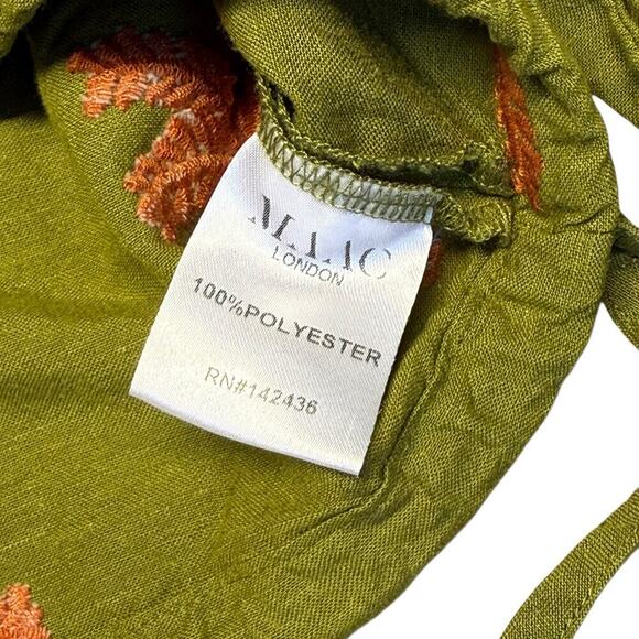 MAAC Zurri embroidered pal crop collared button up blouse green XS - Picture 13 of 16